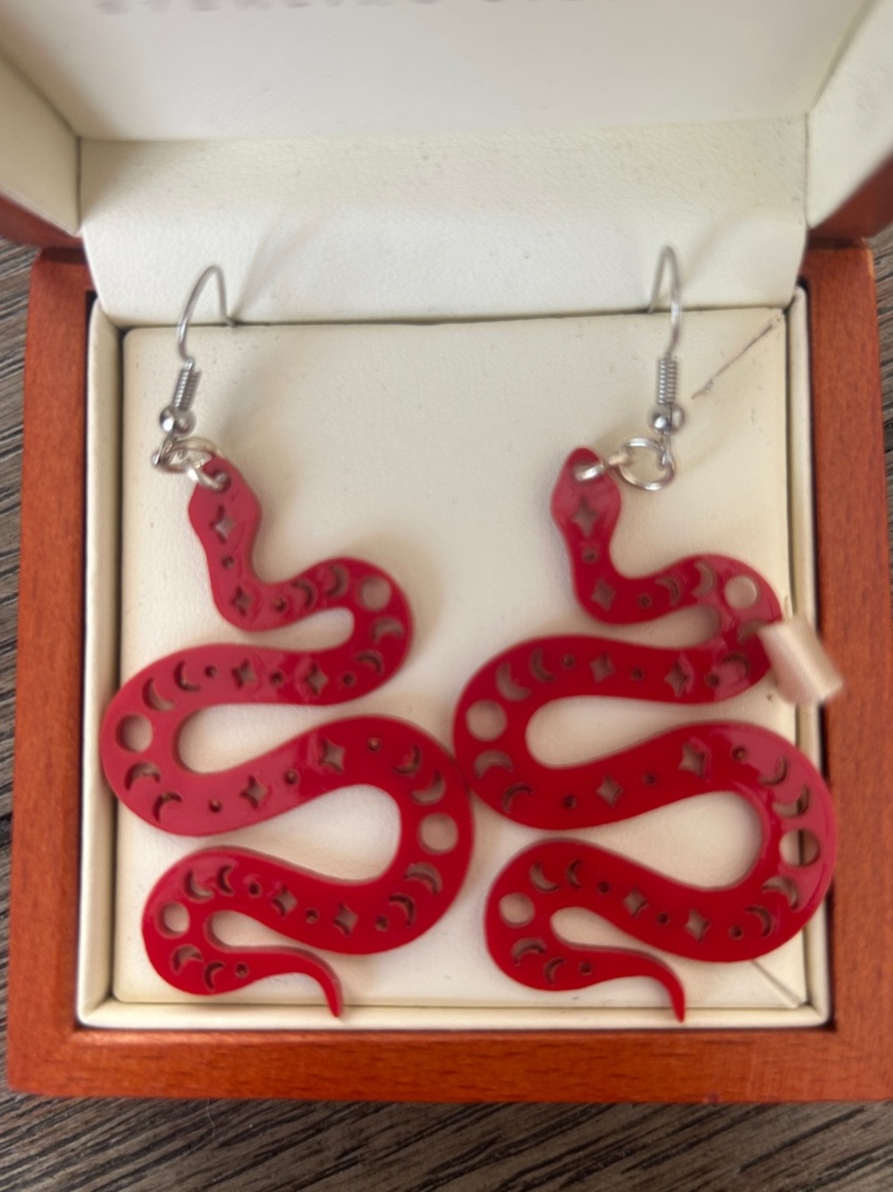 Red Snake Silhouette Dangle Earrings